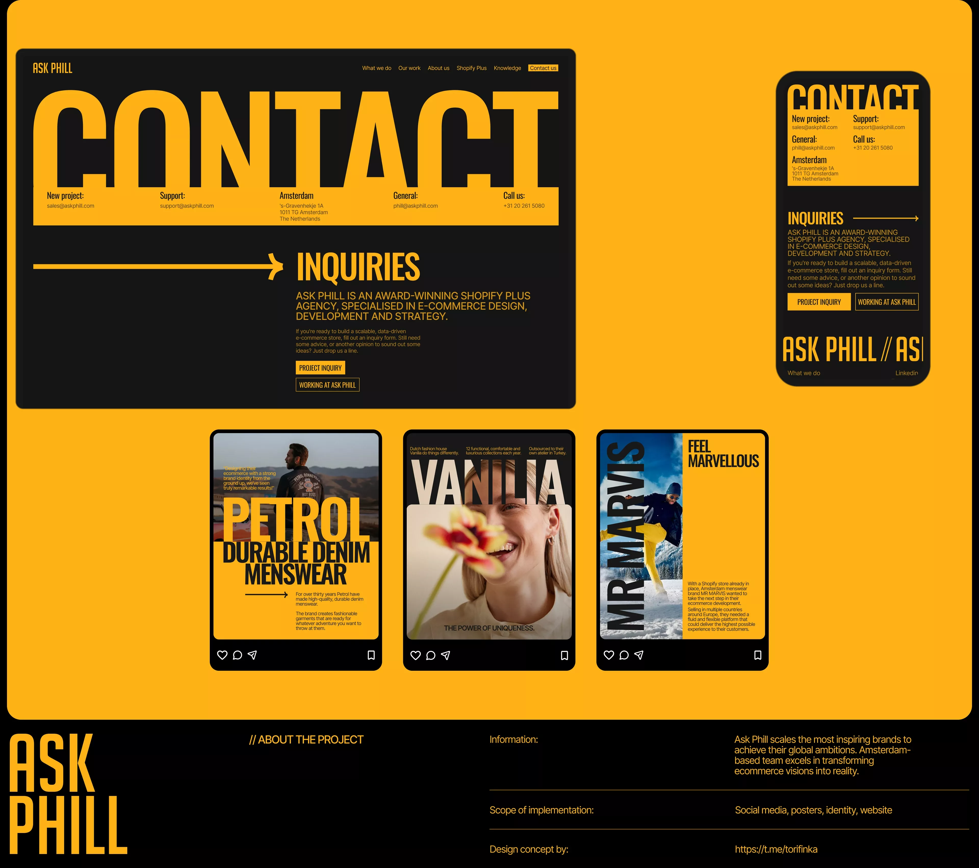 This design utilizes a striking, high-contrast visual language dominated by warm yellow and deep black to convey professionalism and confidence. The layout is clean and structured, employing ample negative space to ensure clear visual hierarchy between sections and calls to action. The overall feel is modern, bold, and highly focused.