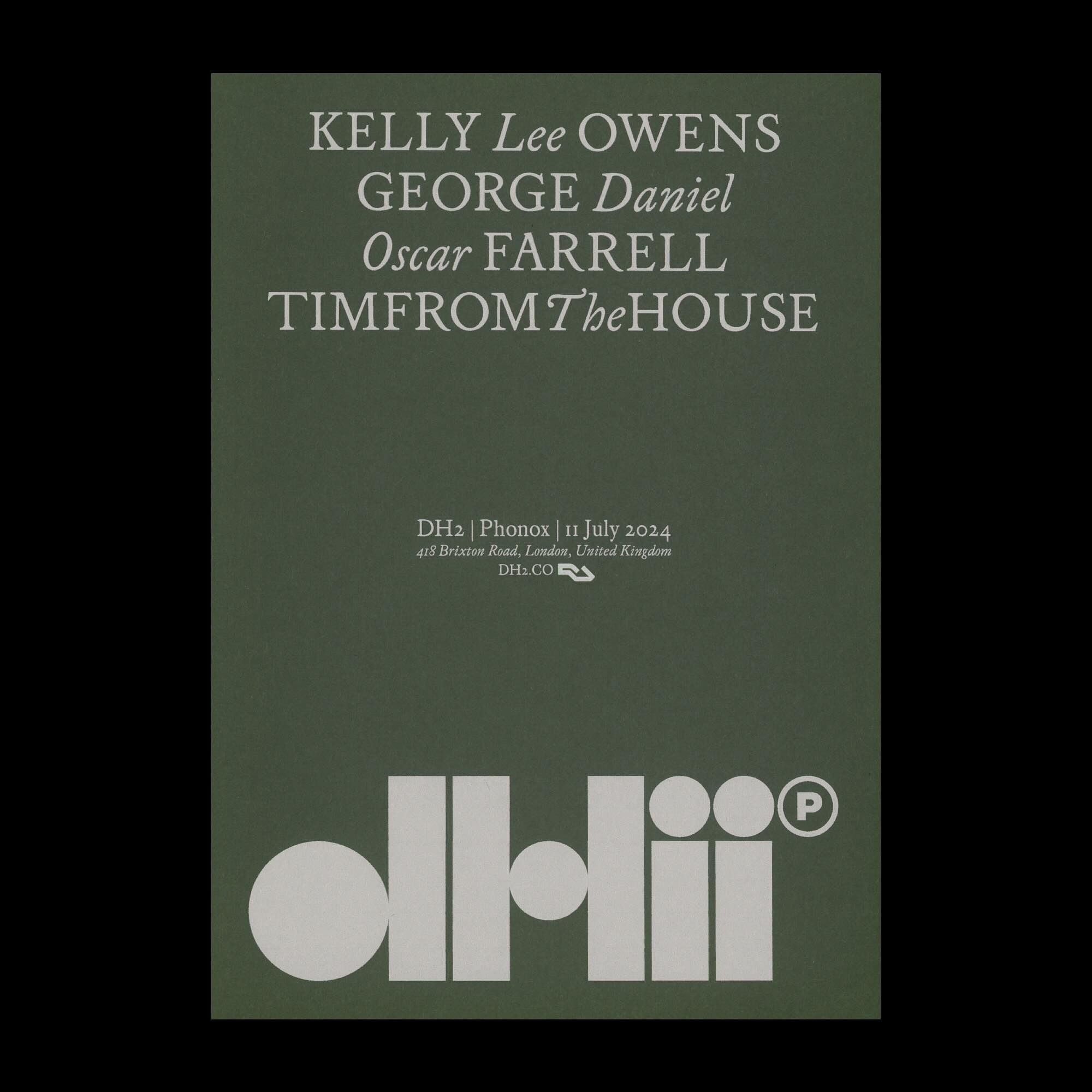 The design is minimalist and academic, utilizing a muted olive green background with stark, capitalized white text. The layout is centered and hierarchical, clearly presenting names and an affiliation in a clean, traditional manner.