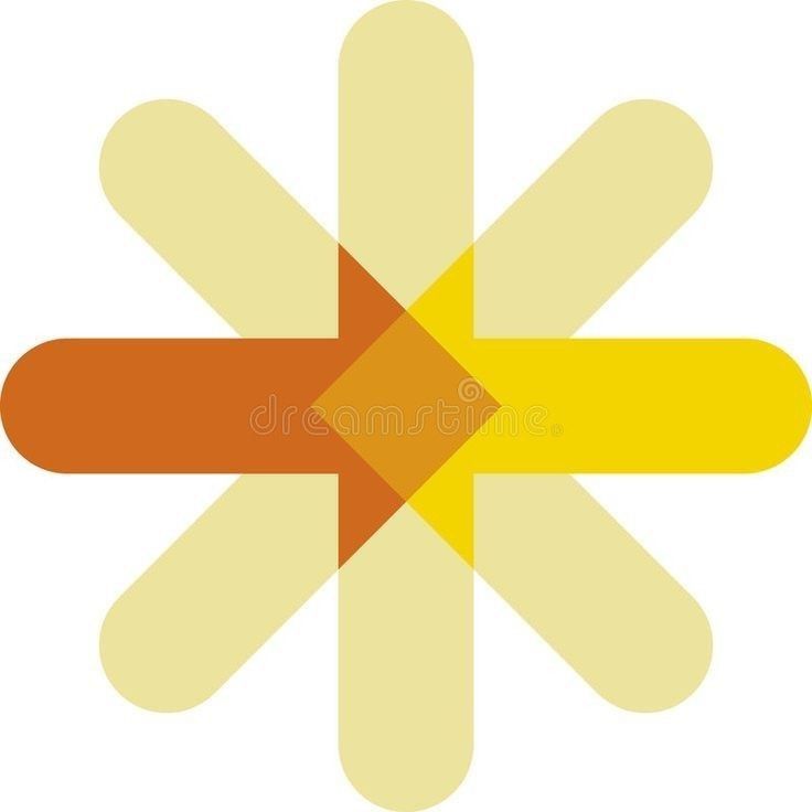 This is a minimalist, abstract design featuring a central cross shape composed of radiating, elongated petal-like elements. The design uses warm, muted tones to create a sense of balance and organic structure.