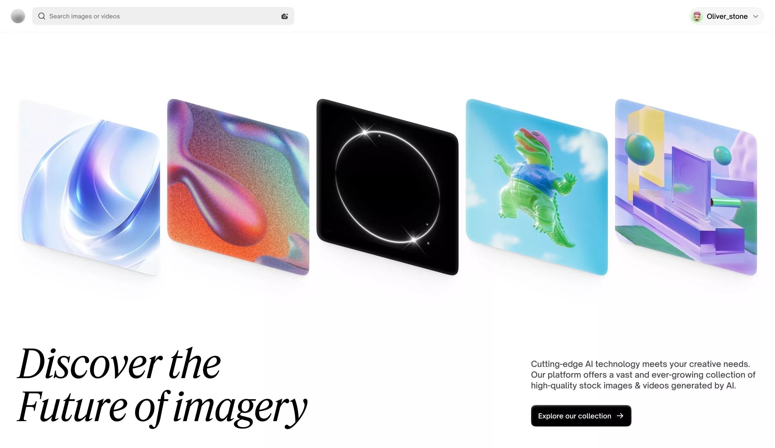 This image showcases a collection of abstract, luminous digital art pieces, suggesting a focus on futuristic or AI-generated imagery. The design is clean and modern, utilizing gradients and glowing effects to create a sense of depth and technological sophistication.