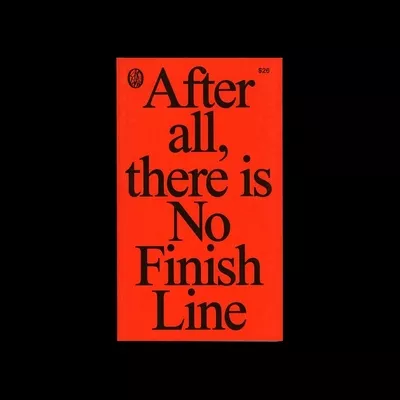 This design utilizes high contrast between a vibrant orange text and a stark black background to deliver a bold, declarative message. The typography is strong and impactful, creating a minimalist yet intensely focused visual statement.