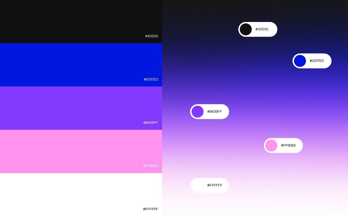 The image features a clean, modern, and vibrant color block design utilizing a vertical segmentation of blues, purples, pinks, and white. The visual language is bold yet organized, suggesting a focus on gradients or layered information.