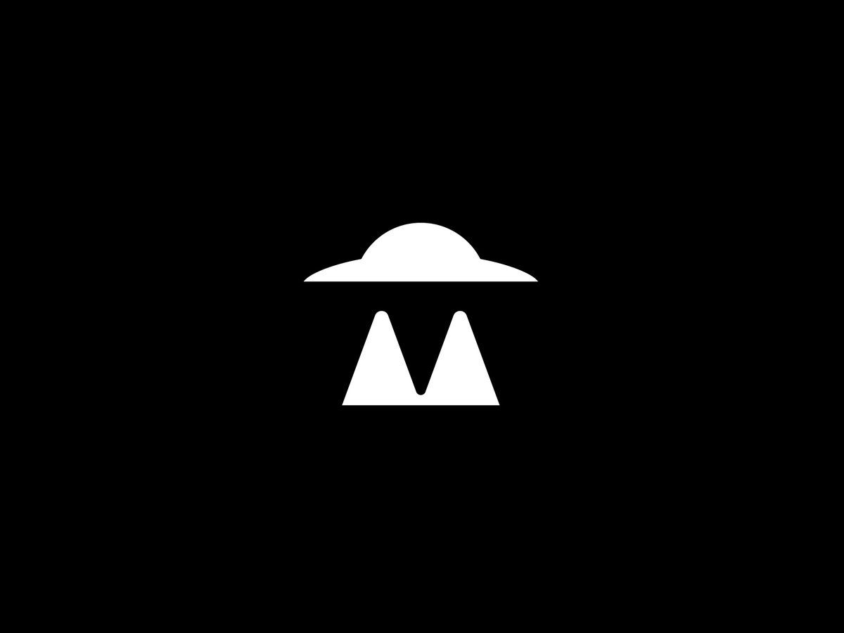 This is a minimalist, monochrome logo featuring a stylized, abstract shape resembling a dome or mountain peak. The design relies on negative space and simple geometric forms to convey a sense of solidity and simplicity.