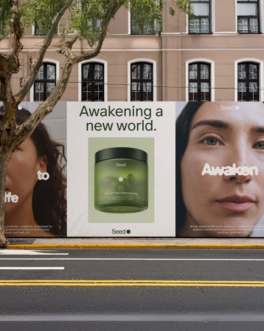 This is a high-end beauty advertisement utilizing a clean, minimalist approach to showcase a skincare product. The visual language focuses on the connection between natural skin and powerful transformation, using soft lighting and clear typography to convey purity and efficacy.