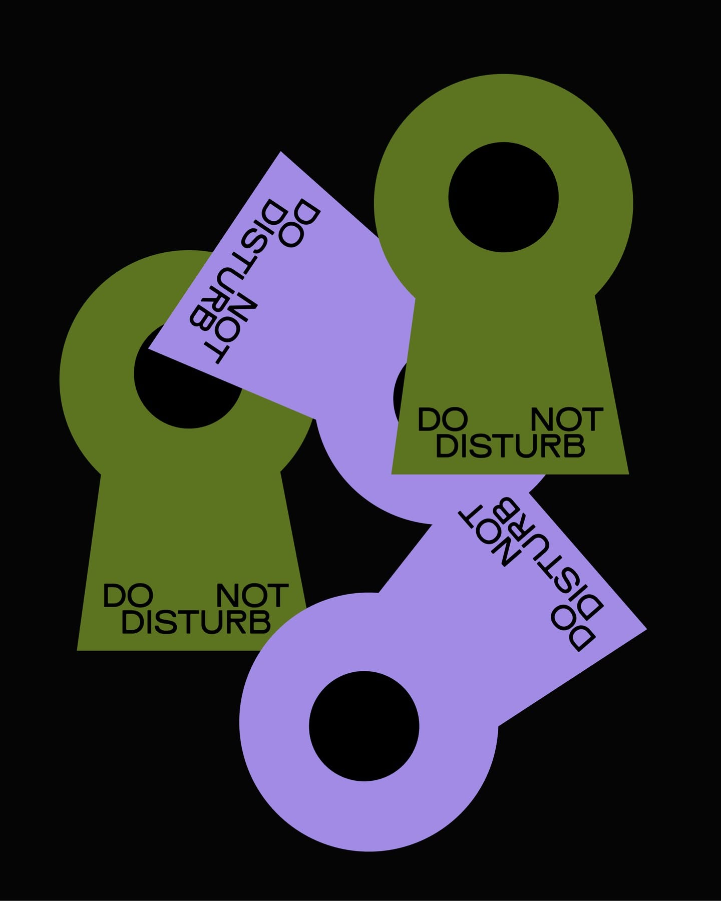 This design utilizes bold geometric shapes and contrasting muted tones to create a clear, cautionary message. The overlapping elements suggest layered warnings or interconnected rules, establishing a serious and instructional visual hierarchy.