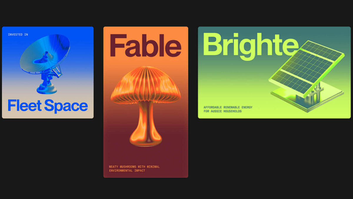 This triptych uses bold graphic design to juxtapose themes of space, nature, and sustainability. The visual language blends flat, modern illustration with organic shapes and a vibrant, earthy color palette to convey an optimistic environmental message.