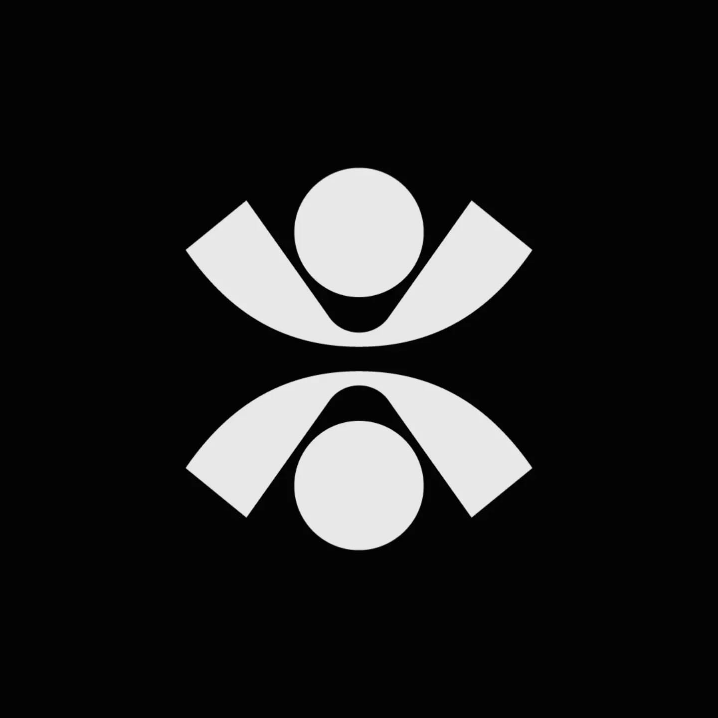 This is a minimalist, abstract logo design characterized by clean lines and negative space. The composition uses simple, overlapping organic shapes to suggest connection, growth, or perhaps a stylized figure. The overall feel is modern, balanced, and sophisticated.