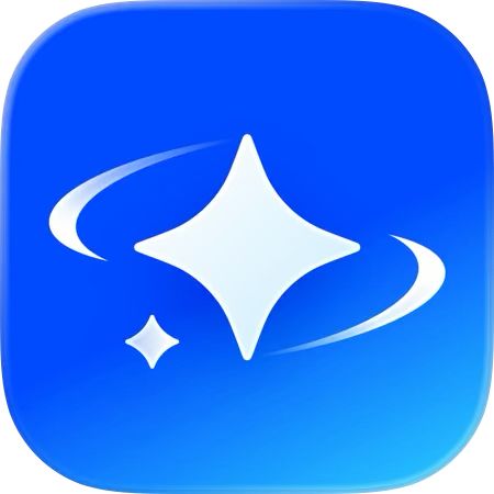 This icon utilizes a vibrant blue gradient background and a clean, bright white graphic element to create a modern and appealing digital interface. The design emphasizes clarity and simplicity, making the central shape the immediate focal point against the dynamic color field.