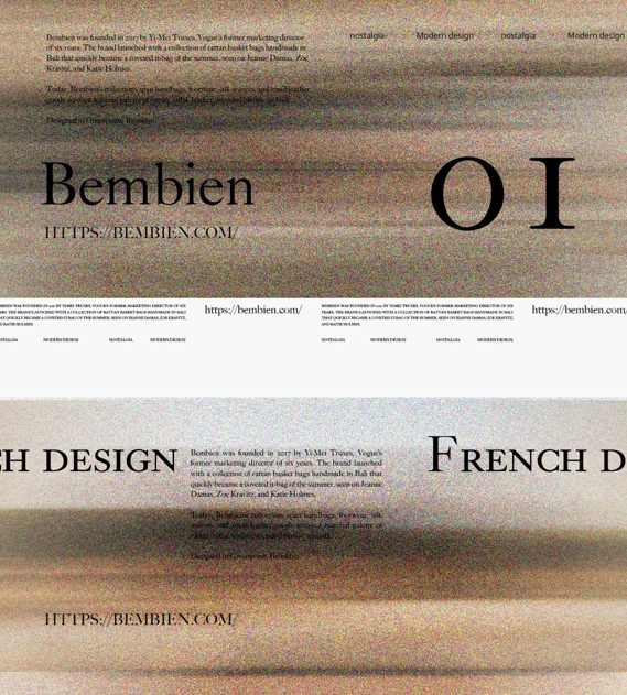 The image presents a minimalist and sophisticated brand identity, characterized by ample negative space and a muted, earthy color palette. The design relies on clean typography and subtle texture to convey a sense of high-end, artisanal quality.