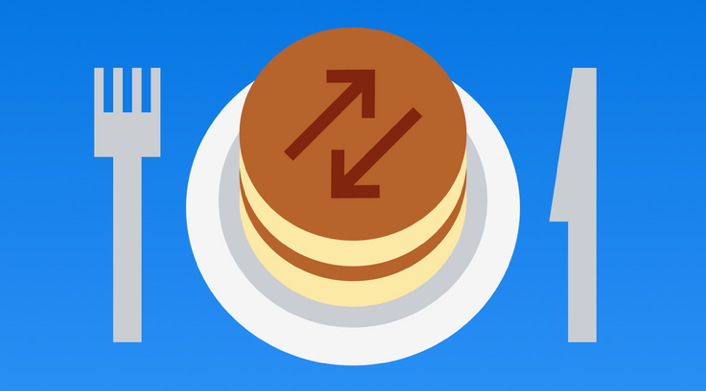 This is a clean, flat design illustration utilizing simple geometric shapes and limited color contrast to represent food service. The visual language is clear, modern, and friendly, relying on accurate representation rather than complex shading or texture.