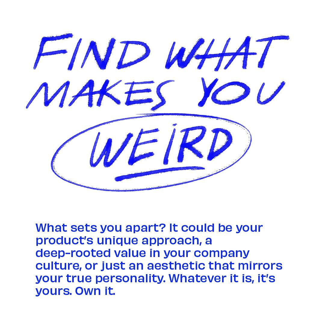A motivational design piece combining hand-drawn typography with a conversational tone, emphasizing individuality and authenticity. The composition uses informal, energetic lettering paired with supportive body text to create an approachable and empowering message about embracing uniqueness.