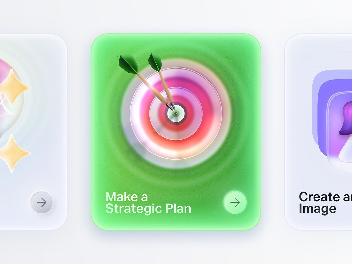 This image displays a set of modern, rounded interface elements characterized by soft gradients and subtle depth effects. The design emphasizes a clean, contemporary aesthetic with vibrant yet harmonious color transitions.