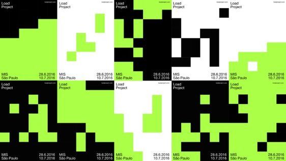 The image presents a grid-like visualization, likely representing data or project status across different categories. It uses a stark binary contrast between black and bright lime green to delineate areas, creating a high-contrast, analytical feel.