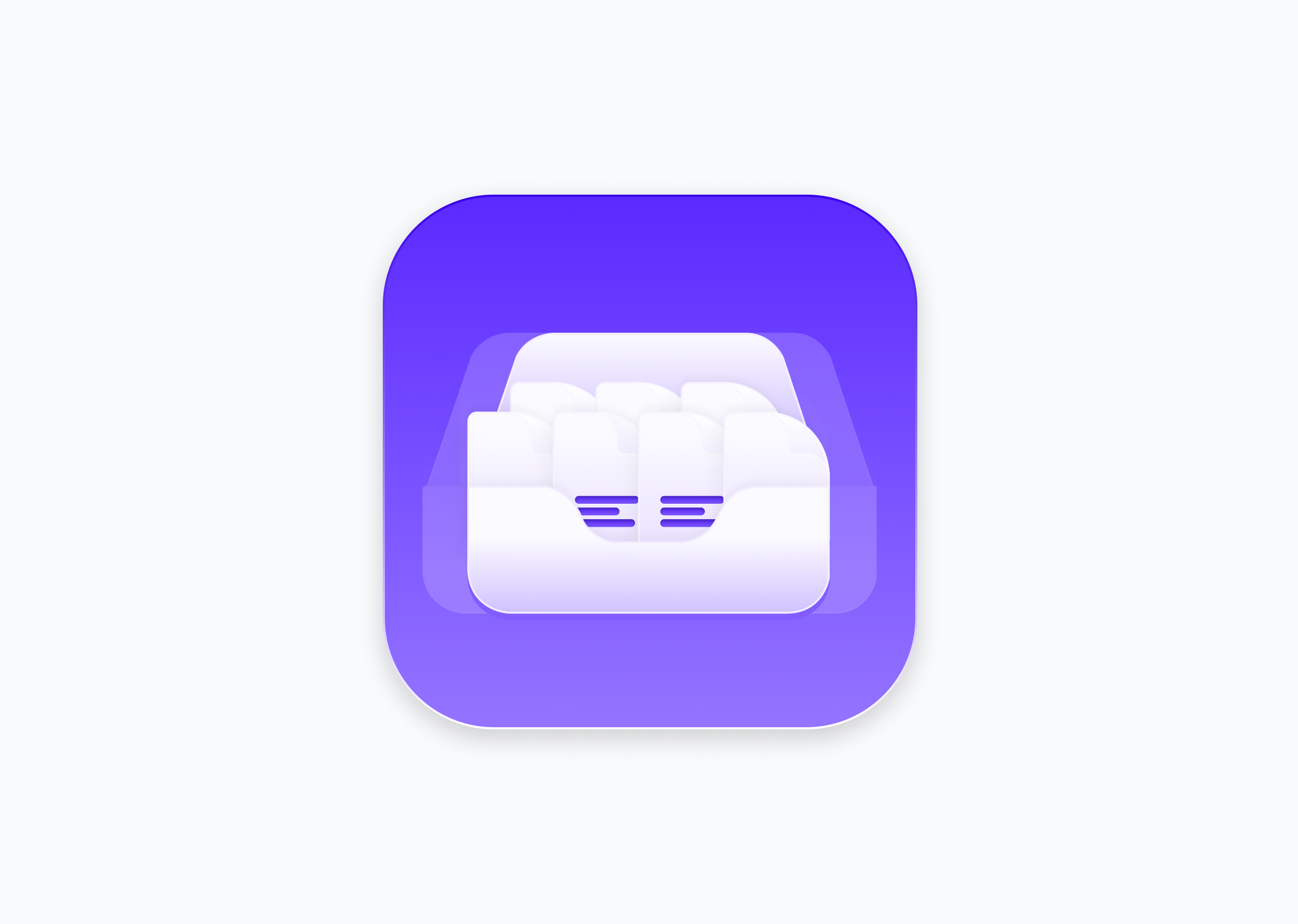 This is a clean, modern icon design featuring a white silhouette of a car's rear section set against a vibrant purple background. The design utilizes soft shadows and rounded corners to create a friendly, contemporary, and recognizable visual element.