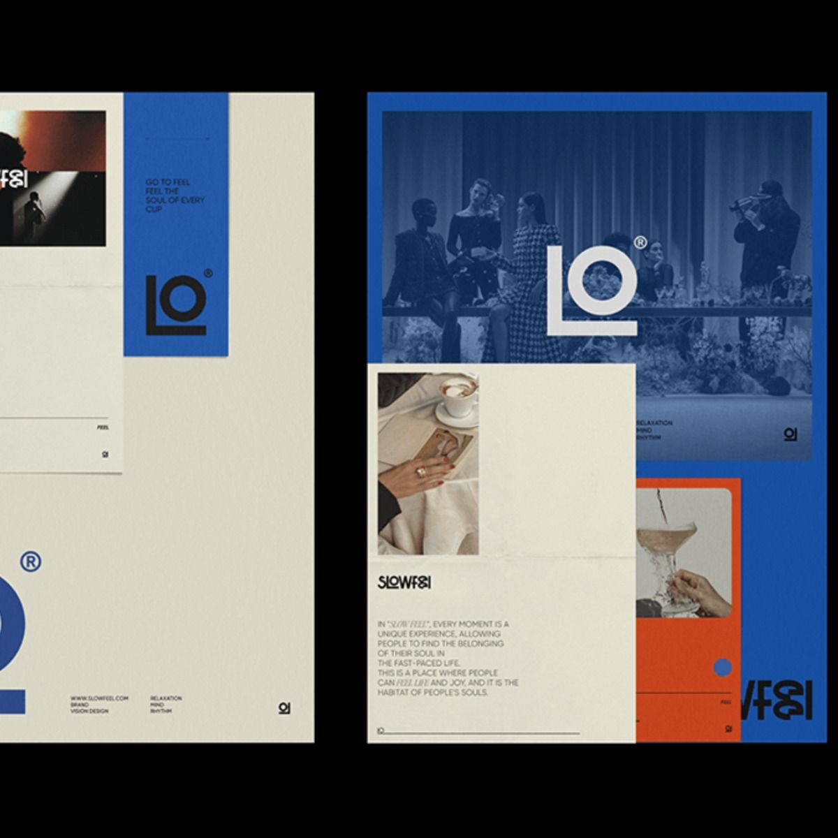 This design showcases a sophisticated minimalist approach, utilizing strong geometric divisions and ample negative space to create visual hierarchy. The layout effectively balances clean typography with evocative photography, resulting in a refined and editorial aesthetic.