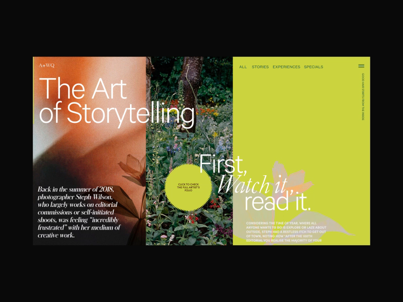 The design uses a clean, modern layout with a strong contrast between warm earth tones and bright, energetic yellow. The composition is balanced, using large blocks of color to guide the viewer's eye across the three distinct panels.