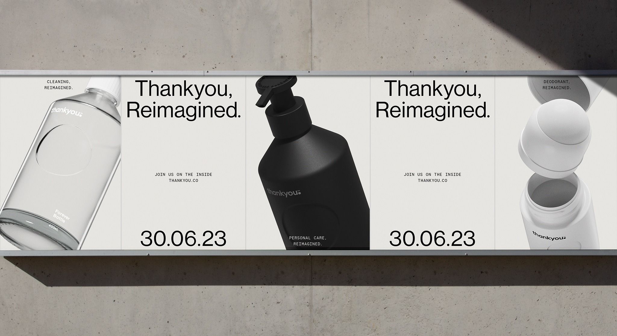 This design utilizes a highly minimalist and clean aesthetic, focusing on isolating product silhouettes against a muted background. The visual language is sophisticated, employing strong negative space and high-key lighting to highlight the texture and form of the packaging.