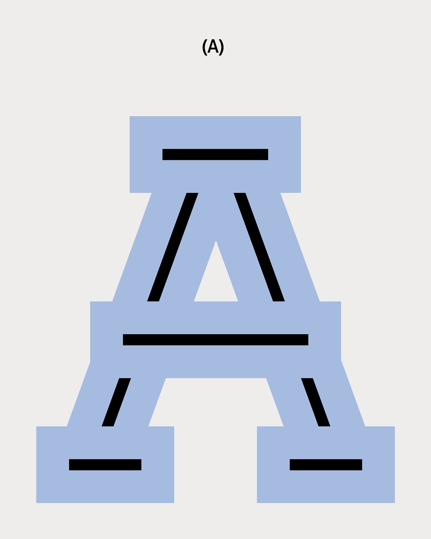 This is a minimalist, line-art representation of the Eiffel Tower structure, rendered in flat, muted colors. The design emphasizes geometric form and structural integrity through bold black lines against a pale blue background, resulting in a clean and iconic visual.