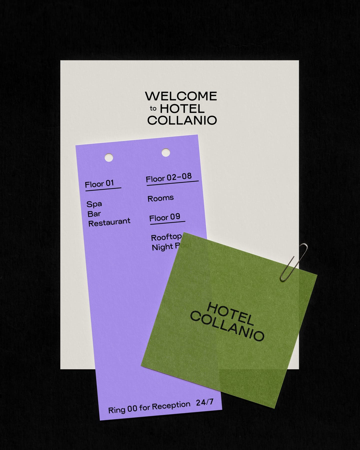 This design utilizes a clean, layered graphic approach with distinct color blocking to organize navigational information. The visual language is modern and structured, employing soft pastel tones contrasted with a deep accent green to create clear hierarchy.