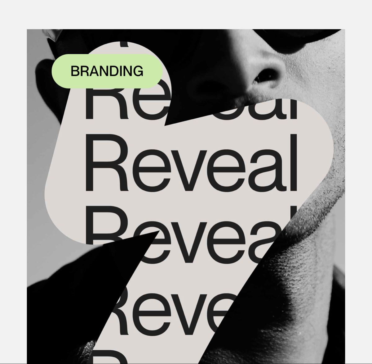 This design combines high-contrast photography with bold, layered typography and organic shapes to create a sophisticated and intimate visual. The interplay between the dark text and the soft skin tones establishes a strong sense of mystery and focus.