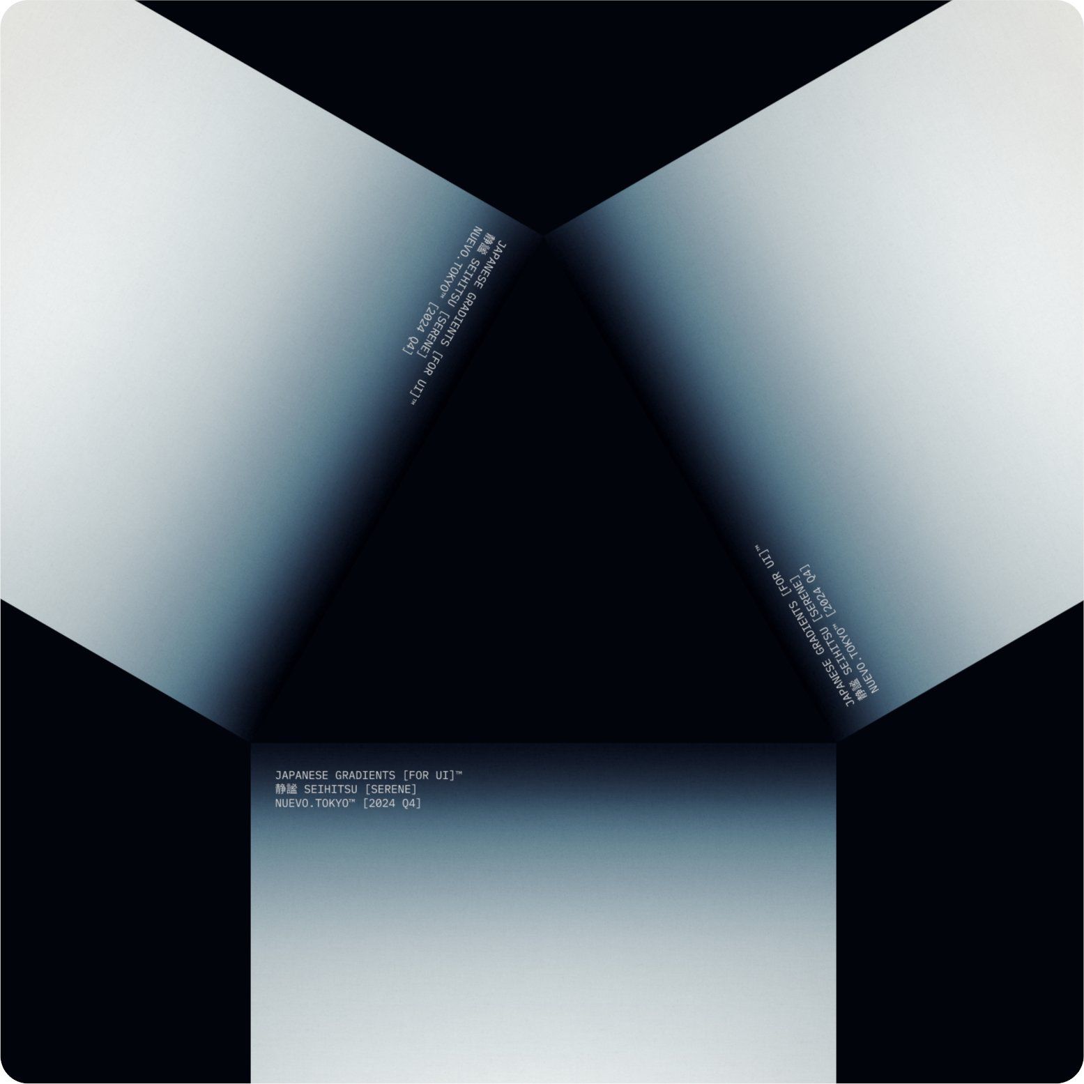 This design utilizes a stark, geometric composition formed by intersecting planes of light and dark tones to create dynamic depth. The visual language is highly minimalist, relying on sharp angles and high contrast to establish a sense of precision and modern sophistication.