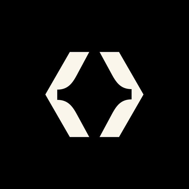 This is a minimalist, geometric logo design featuring an interlocking, symmetrical shape formed by negative space within a hexagonal outline. The design conveys a sense of balance, precision, and modern sophistication through its clean lines and stark contrast.