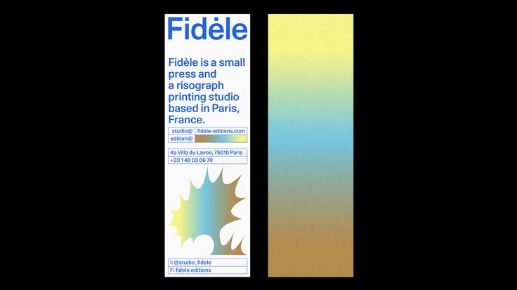 The design is minimalist and clean, utilizing a stark vertical format with a strong contrast between white text on a light background and a solid block of pale yellow/green gradient. It conveys a sense of established, professional identity through simple typography and subtle color shifts.