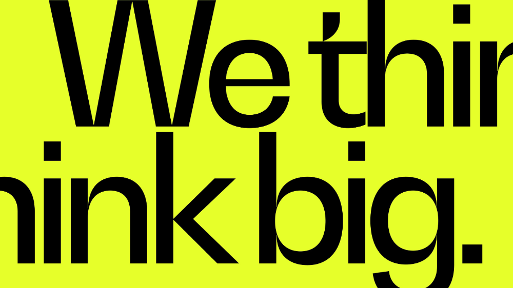 This design employs a striking minimalist approach, utilizing high contrast between stark black typography and a vibrant lime yellow background. The visual language is assertive and direct, relying solely on bold typography to convey a clear, confident message.