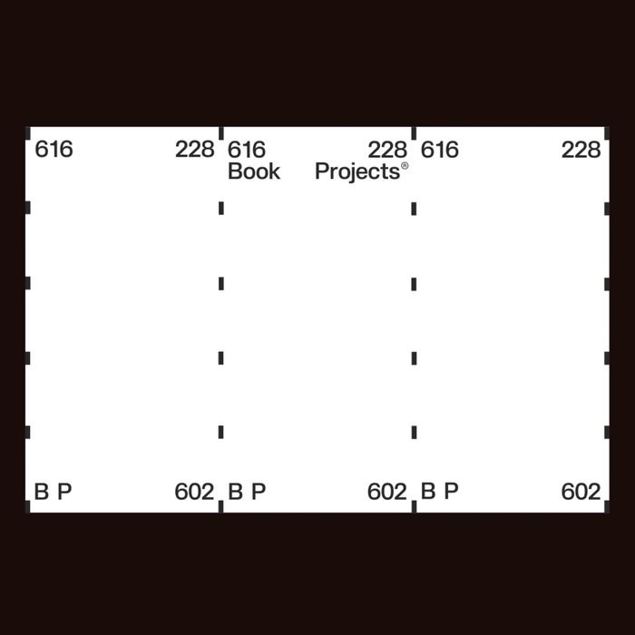 The image presents a stark, minimalist grid structure dominated by black and white, suggesting a technical or archival layout. The design relies heavily on precise alignment and numerical labeling to convey organized data or indexing.