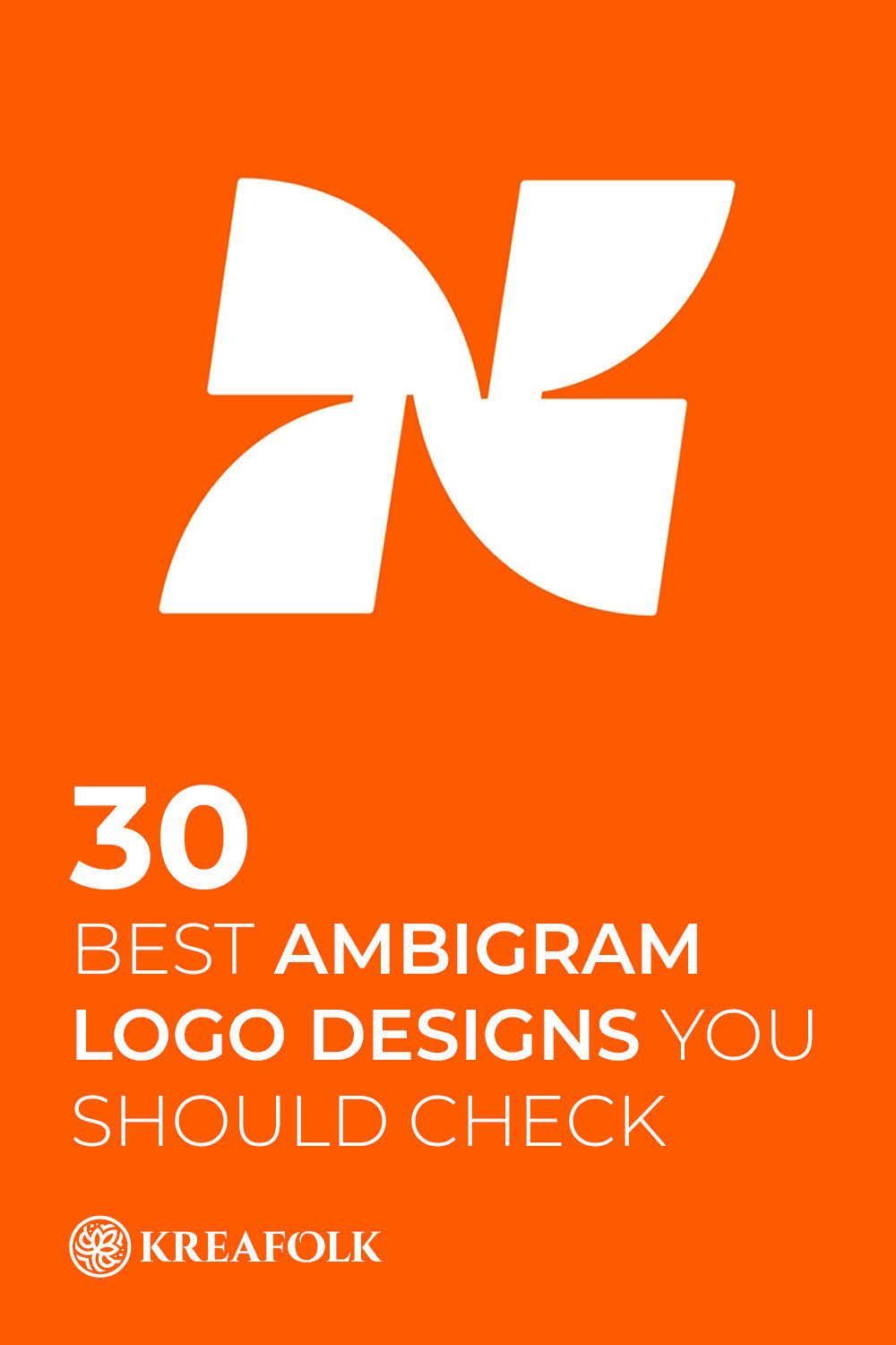 This design utilizes a high-contrast, minimalist approach, pairing a bold orange background with stark white graphic elements to create immediate visual impact. The composition is clean and modern, effectively drawing attention to the abstract logo mark and the accompanying textual information.