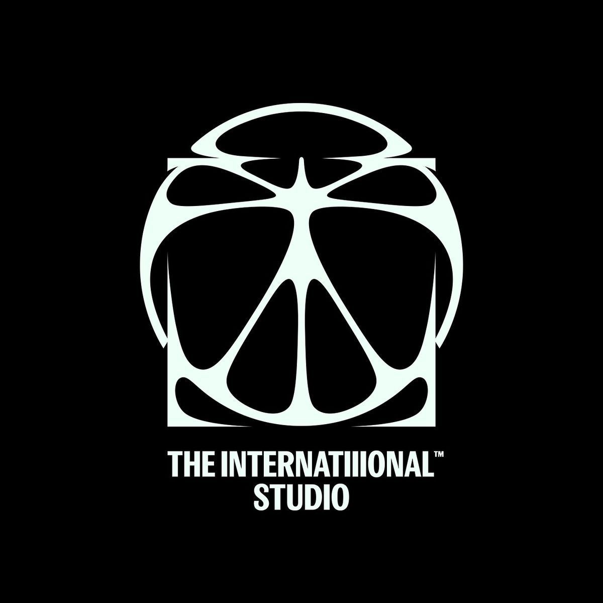 A bold, geometric logo featuring a stylized human figure composed of organic, segmented shapes arranged symmetrically within a square frame. The design employs a high-contrast black and white palette with clean, modernist lines that evoke both anatomical and abstract qualities. The composition conveys sophistication and creative innovation through its minimalist execution.