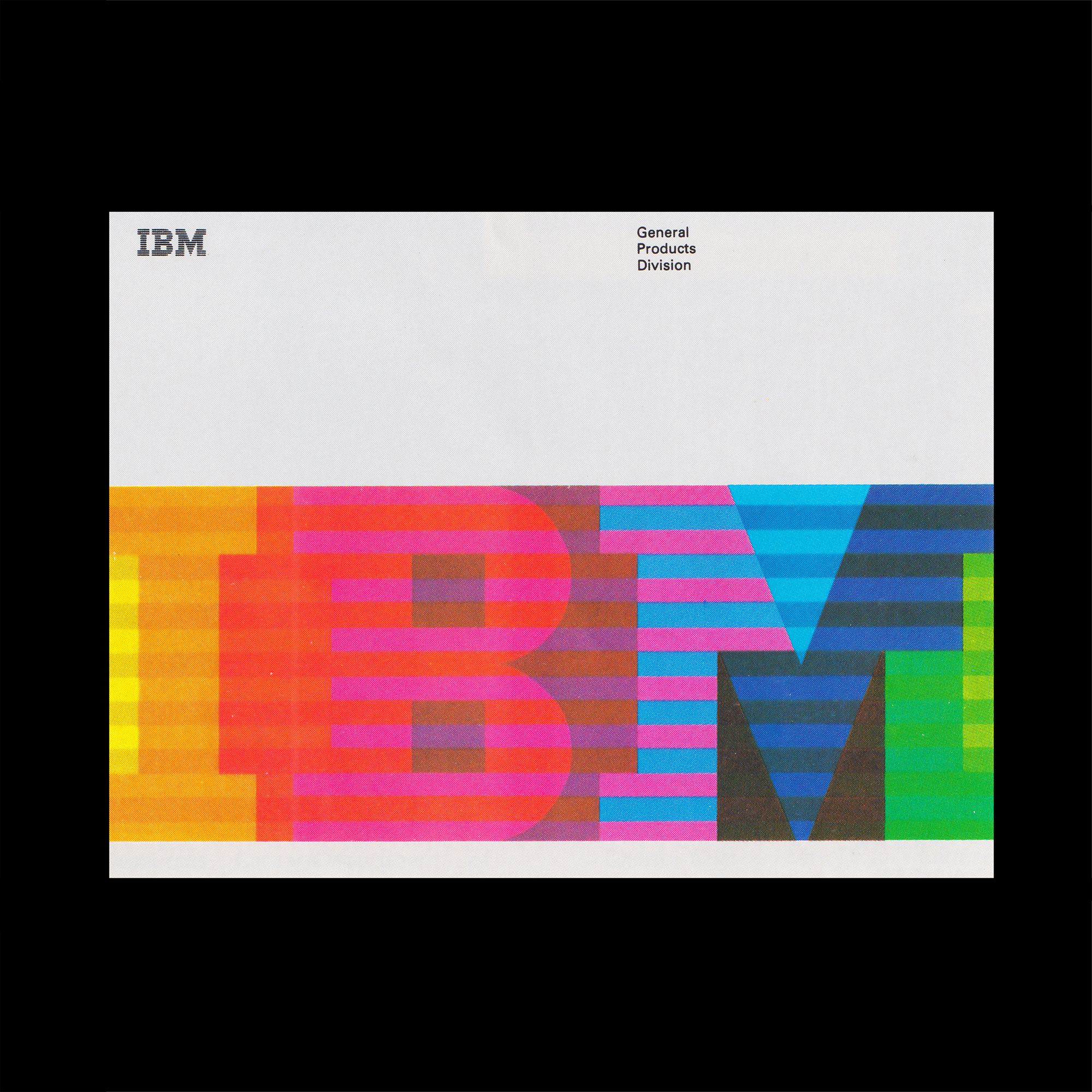 This image is a vibrant, abstract deconstruction of the IBM logo, utilizing a bold, blocky, and fragmented typographic style. The design employs a high-contrast, saturated color palette to create a dynamic and modern visual statement.