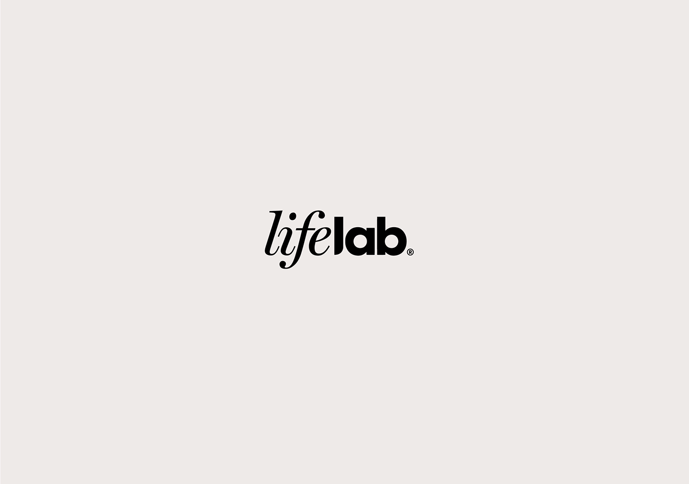 The image features a minimalist, clean logo mark using a modern sans-serif typeface. The design relies on simple typography and negative space to convey a sense of professionalism and contemporary science or laboratory work.