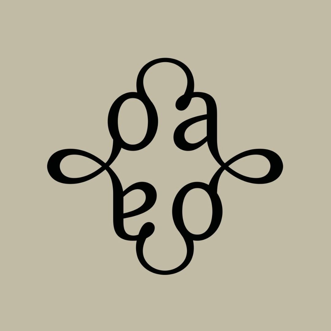 This is a minimalist, abstract line art design characterized by continuous, flowing, organic curves that form an enclosed, symmetrical shape. The visual language is elegant and fluid, relying entirely on the interplay of thick and thin lines to create depth and rhythm.