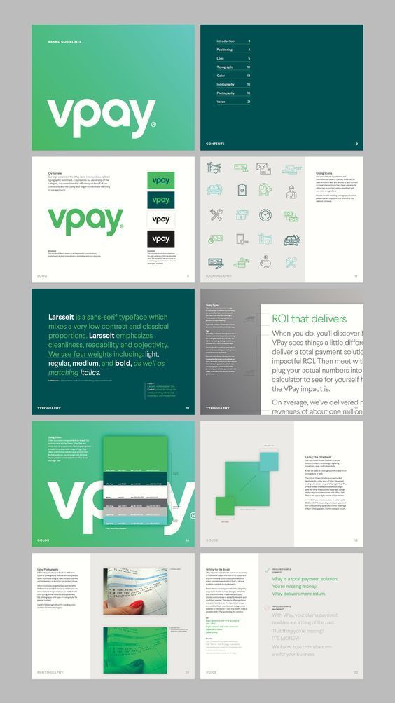 This design utilizes a clean, modern aesthetic characterized by ample white space and a vibrant yet professional shade of teal green. The visual language is highly structured, relying on clear typography and modular layouts to present information efficiently. The overall feel is trustworthy, sophisticated, and contemporary.