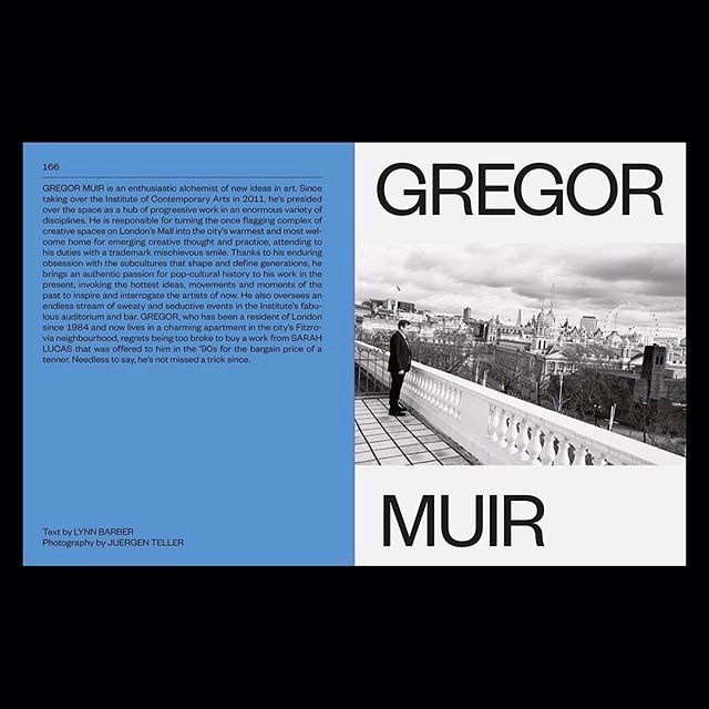 A modernist publication layout combining bold typography with documentary photography, featuring a split-panel design that juxtaposes informational text against a striking black-and-white architectural image. The design exemplifies Swiss-style graphic design with its clean grid structure, generous whitespace, and hierarchical use of sans-serif type.