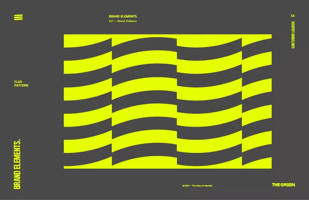 This design utilizes high contrast between vibrant yellow and deep charcoal tones to create a dynamic, undulating striped pattern. The visual language is modern and geometric, relying on rhythmic repetition to generate movement across the composition.