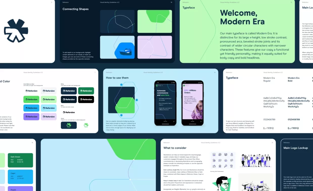 The image displays a clean, modern, and professional UI design system or template showcasing various components like buttons, cards, and feature sections. The visual language relies on simple geometric shapes and a limited, cool color palette to convey clarity and sophistication.