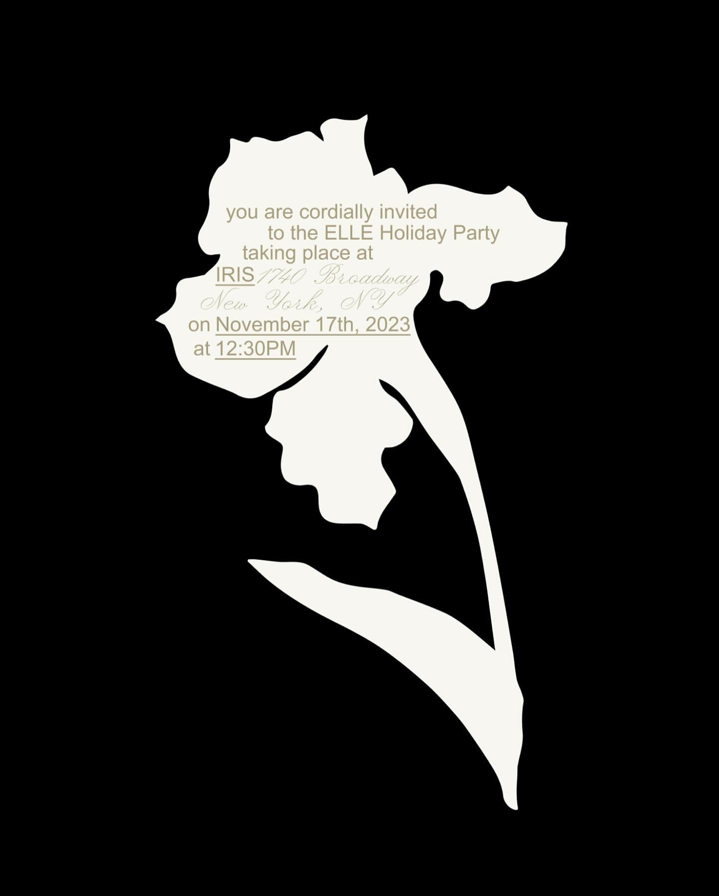 This design utilizes a striking black and white silhouette, where the text itself forms an organic, botanical shape. The visual language is elegant and delicate, suggesting a formal invitation or luxury event announcement. The contrast between the solid black background and the white silhouette creates a sophisticated and high-contrast aesthetic.