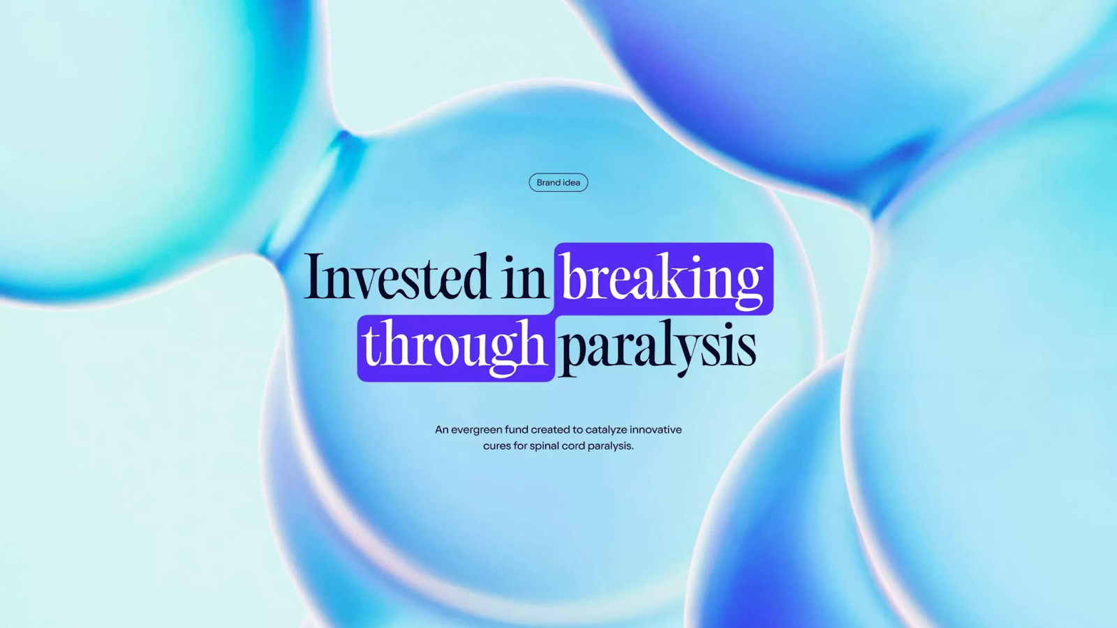 This design utilizes soft, translucent gradients and organic, fluid shapes to convey a sense of innovation and hope. The visual language is modern and ethereal, using cool tones to suggest scientific depth and breakthrough potential.