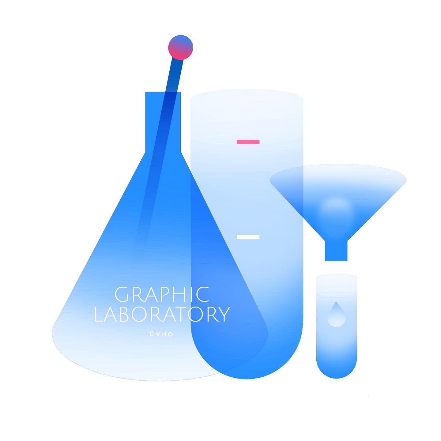 The image presents a clean, modern, and scientific illustration using fluid shapes to symbolize a laboratory setting. The design relies on smooth gradients and simple forms to convey concepts related to analysis or research.