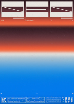 A minimalist interface design featuring a horizontal gradient transitioning from warm terracotta and orange tones to cool blue, with simplified rectangular UI elements at the top suggesting a media player or content browser. The design employs a clean, modern aesthetic with strong color blocking and subtle geometric forms.