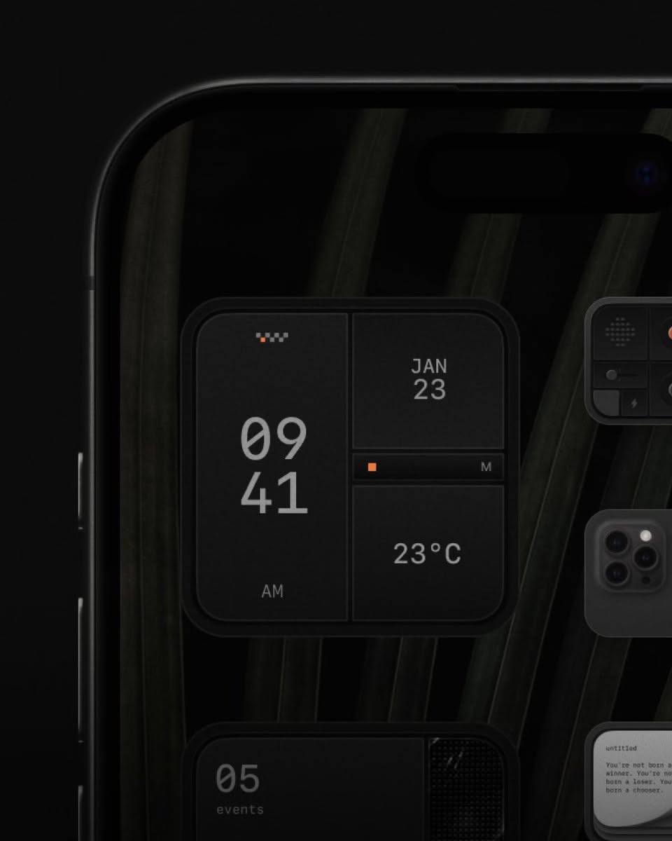 The design features a stark, high-contrast digital interface set against a dark background, emphasizing clarity and functionality. The visual language is minimalist, relying heavily on typography and simple numerical data to convey essential information effectively. The overall feel is modern, functional, and sophisticated.