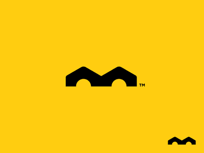 This design employs a stark, high-contrast visual language using simple geometric shapes to create a memorable mark. The flat design approach emphasizes clarity and modern minimalism, relying on the strong juxtaposition between the vibrant yellow field and the solid black elements. The overall feel is clean, professional, and confident.