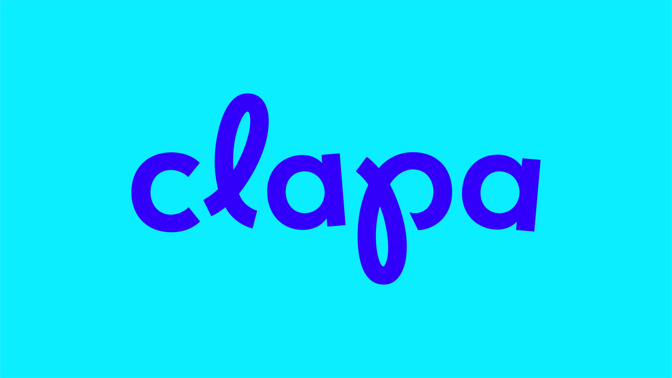 This design features a clean, modern aesthetic utilizing high contrast between vibrant purple text and a cool cyan background. The fluid, handwritten script conveys a sense of playfulness and approachability while maintaining a contemporary visual identity.