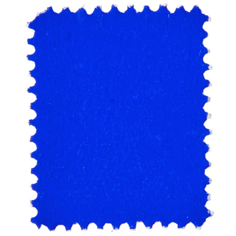 This image features a vibrant, solid block of blue paper or card stock characterized by clear perforations along its edges. The visual language is clean and functional, immediately evoking themes of official documentation and historical correspondence.