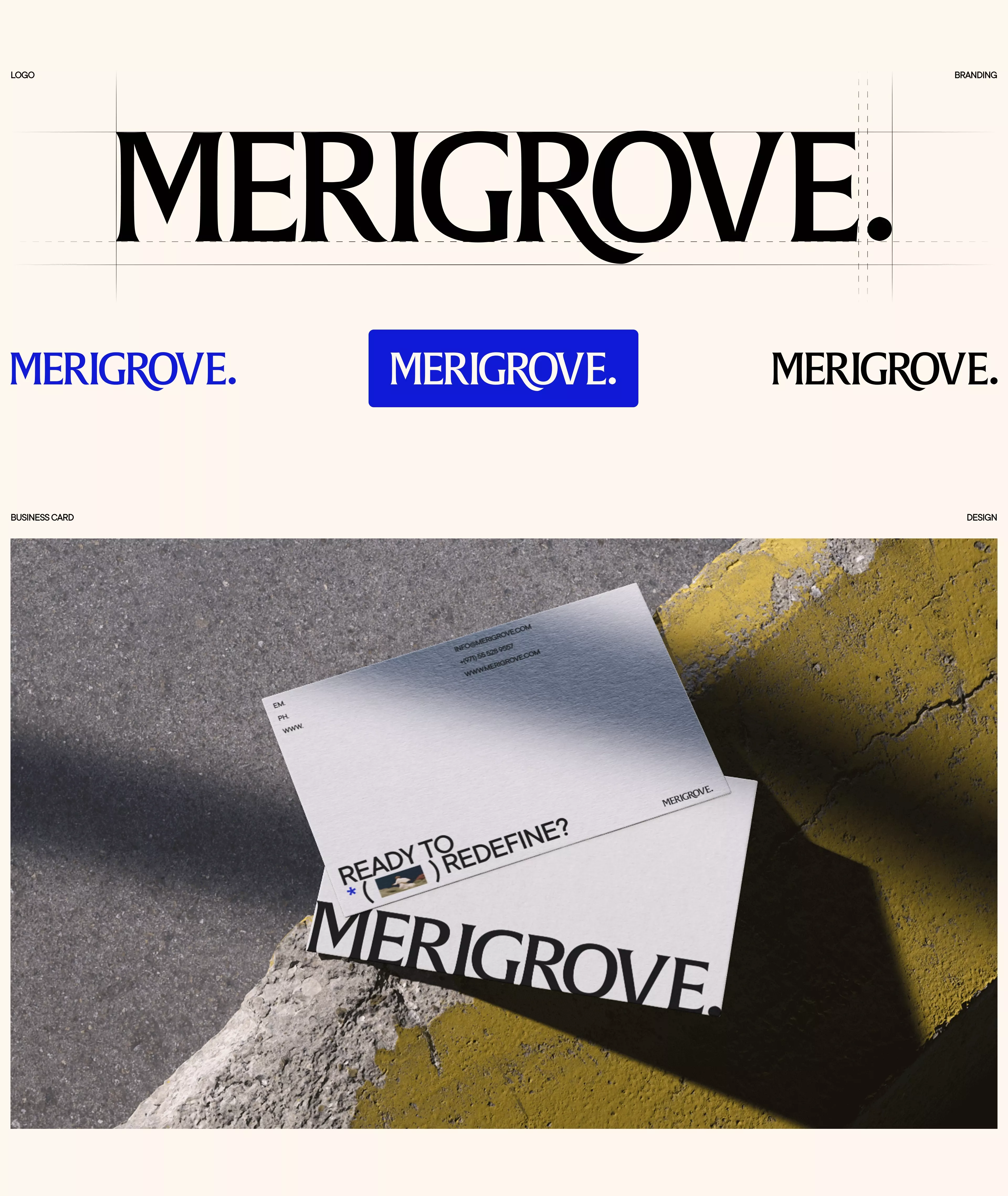 This design showcases a clean, high-contrast branding aesthetic utilizing strong typography and subtle textural elements. The visual language is minimalist and sophisticated, relying on negative space to draw focus to the core name and the tactile quality of the background.