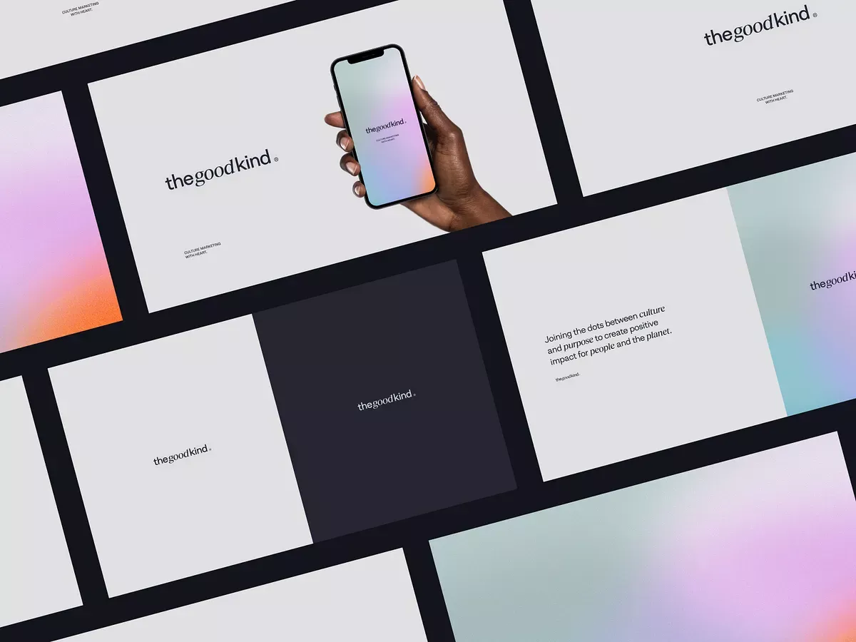 The image showcases a clean, modern, and minimalist design aesthetic, utilizing ample white space and subtle gradients to create a sophisticated and airy feel. The composition is modular, featuring overlapping rectangular panels that suggest a portfolio or curated collection of design work.