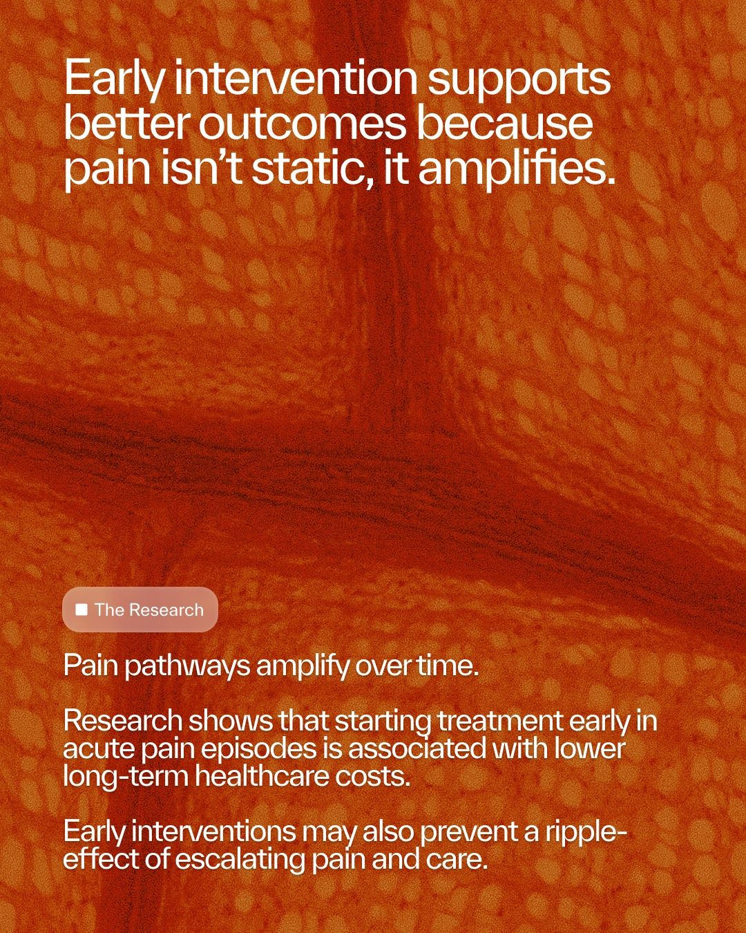 This graphic uses a warm, mottled texture in shades of burnt orange and red as a compelling background for serious informational text. The design balances high-contrast typography with an organic texture to convey both scientific depth and urgency effectively.