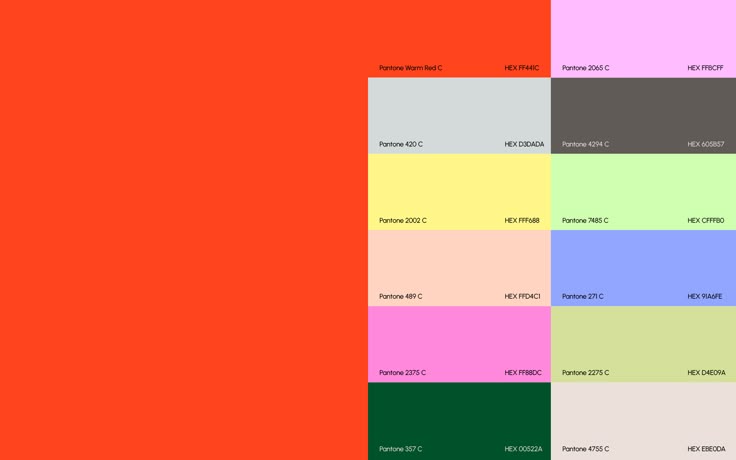 This image is a grid of solid, distinct color swatches, likely representing a color palette or material samples. The design is highly structured, relying on clear segmentation and a limited, yet varied, set of pastel and saturated tones.